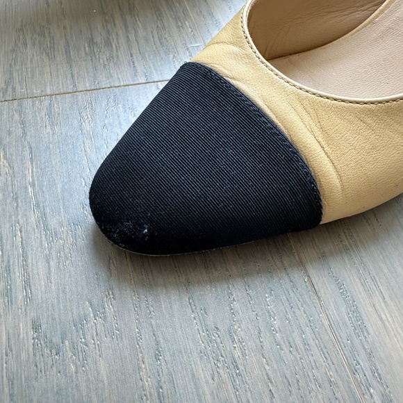 Chanel Slingbacks Beige Black Goatskin & Grosgrain Leather Heel Color Block - 36 - Picture 5 of 16